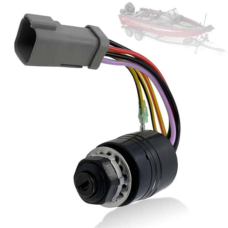 

For Tracker Boats 129572 Ignition Switch 3 Position 6 Wire Connectors, Includes 1 Key