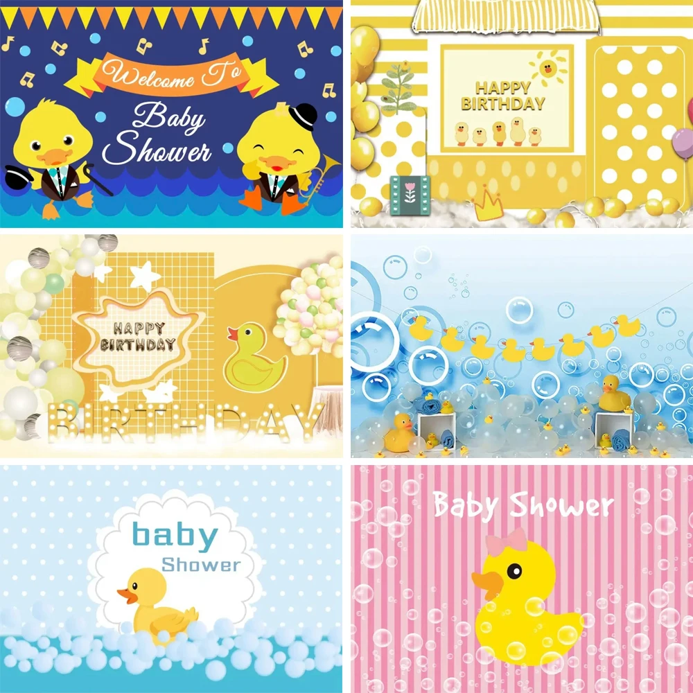 

Little Yellow Duck Cartoon Theme Children's Birthday Party Custom Decoration Background Bubble Bath Baby Shower Photo Background