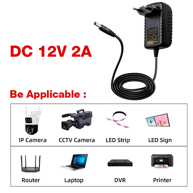 Power Adapter AC 100-240V Input DC Output Supply Charger EU/US/UK/AU 12V Universal Adapter Converter Plug For Camera DVR LED