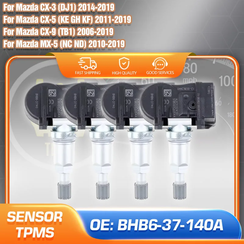 BHB6-37-140A 433 MHz TPMS Sensor For Mazda CX-3 CX-5 CX-7 CX-9 Mazda MX-5 Tire Pressure Monitoring System Parts BBP3-37-140B