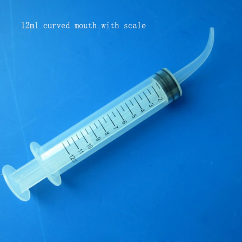 12ml Pet Feeding Syringe Curved Mouth Syringe Small Animal Liquid Syringe Feeding Device Supplies