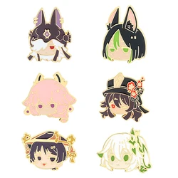 Genshin Impact Brooch Nahida Tighnari Cyno Hutao Scaramouche Badge Cartoon Game Characters Surrounding Enamel Pins
