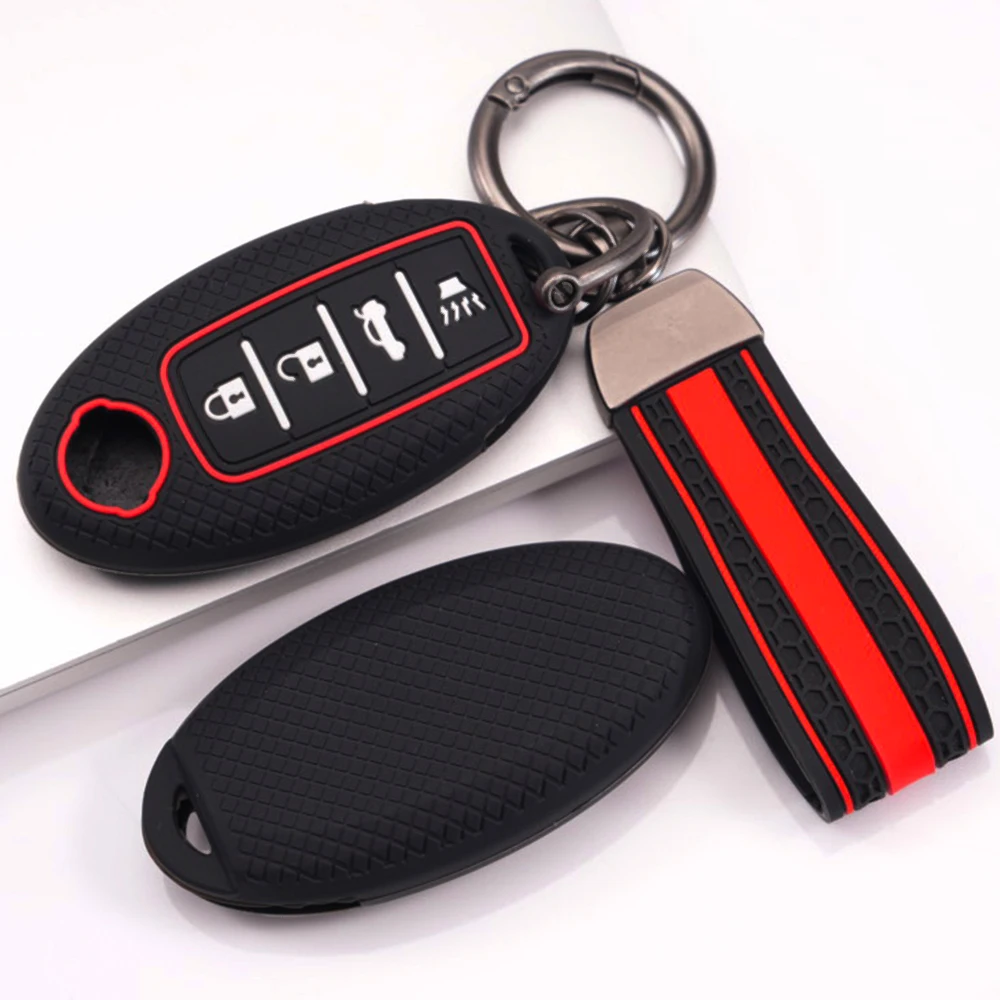 Soft Key Holder With Lanyard For Nissan Qashqai X Trail T32 T31 Juke J10 J11 Kicks Tiida Micra Altima Pathfinder Note Shockproof