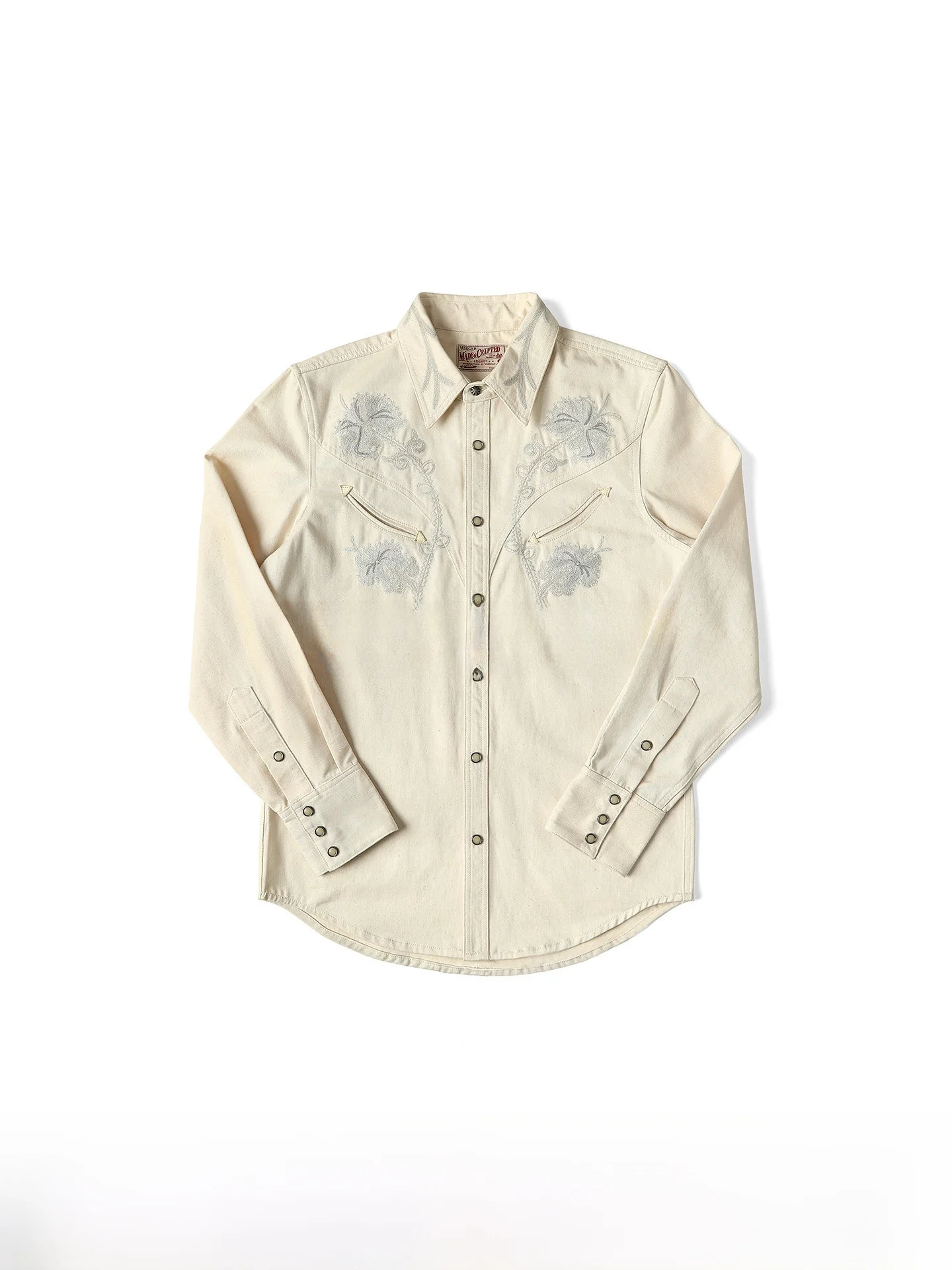 

Футболка Western Series MBBCAR Narrow Range Original Cotton с вышивкой Musician White Bull и вышивкой Desert Rose, длинный рукав