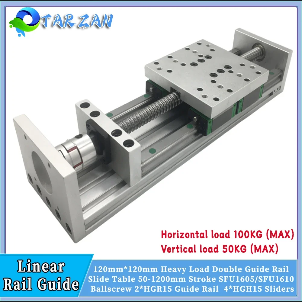 Doppia guida lineare da 100 mm di larghezza Tavolo scorrevole per carichi pesanti SFU1605/1610 Vite a ricircolo di sfere 50-1200 mm Attuatore lineare XYZAxis CNC 4 pezzi HGR15