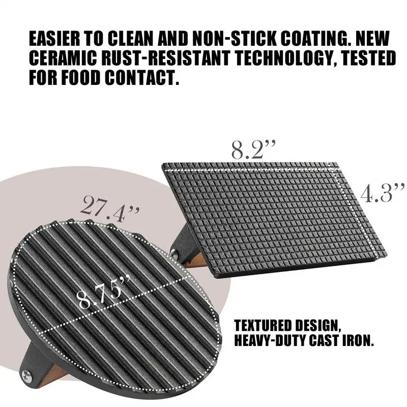 Burger Press Heavy-Duty Metal Round Smash Hamburger Press Ergonomic Grill Cooking Supplies for Party Picnic Camping Tailgates