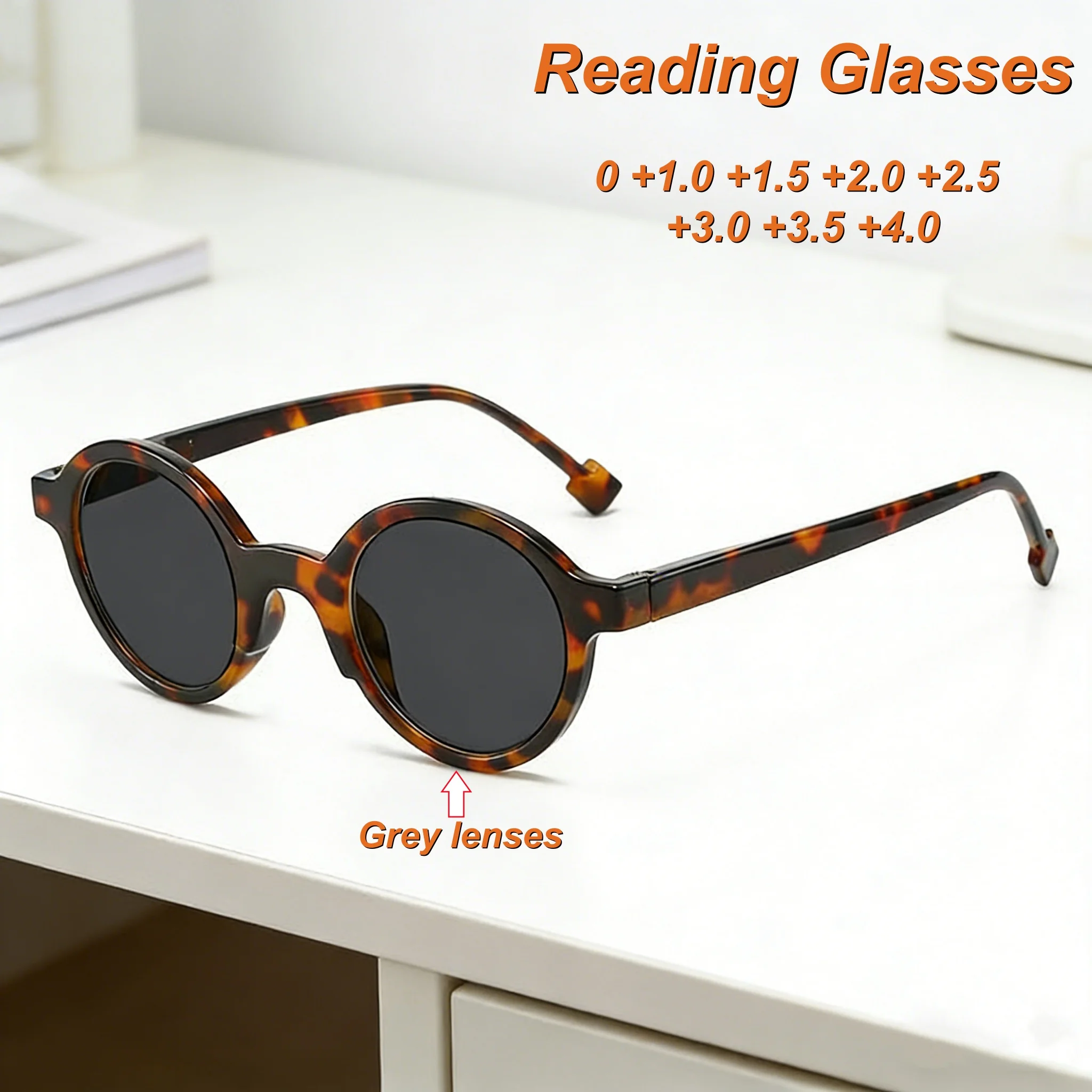 

Retro Personalized HD Round Frame Women's Reading Glasses Outdoor Neutral High Quality Gray Lens Anti Blue Light Glasses