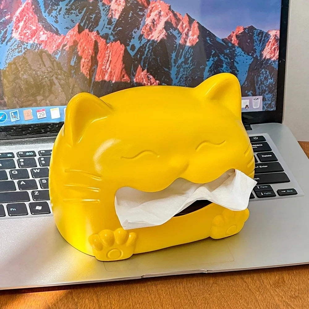 

Room Decoration Model Toy Cat Tissue Box Cartoon Creative Napkin Storage Box Cute Collectible Animal Napkin Holder Children/Kids