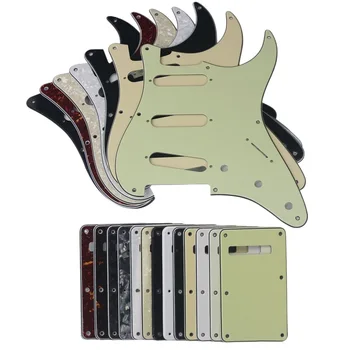 FLEOR Zestaw 8 otworów SSS ST Guitar Pickguard Scratch Plate Back Plate & Screws