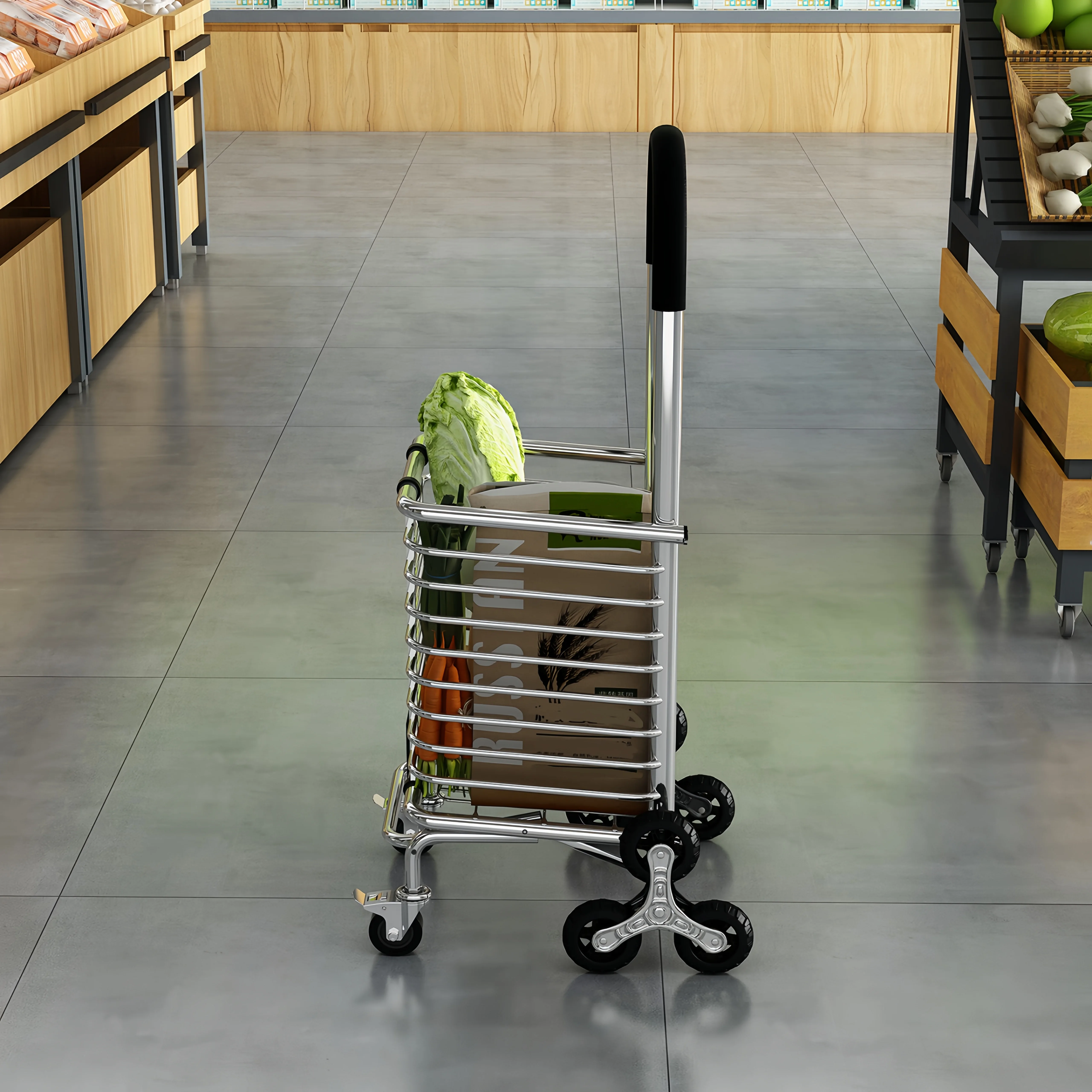 1 Oxford Cloth Shopping Cart (Only the Bag, No Cart Provided) or 1 Aluminum Alloy Shopping Cart - Lightweight and Portable, High Load-Bearing, Foldable, Suitable for Shopping and Climbing Stairs, Durable Material Trolley, Household Trailer for the Elderly