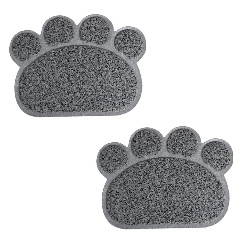 

2 Pcs Waterproof Anti-slip Pet Feeding Mats PVC Grey Dog Food Mat Kitchen Heat Insulation Practical Pet Supplies