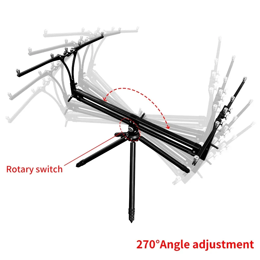 

Adjustable Aluminum Folding Fishing Rod Holder Lightweight Portable Stand-Up Gimbals for Carp Fishing Gear