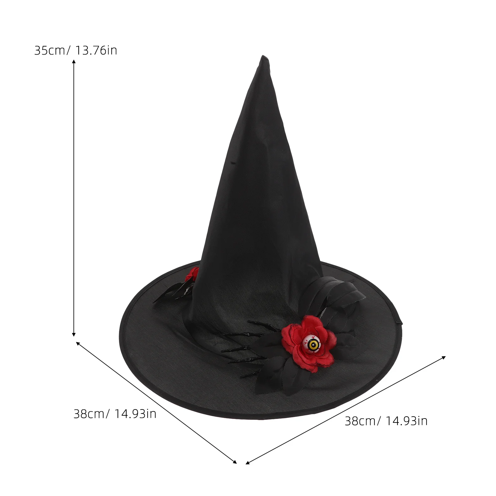 หมวกแม่มดฮาโลวีน 2 ชิ้น ตกแต่งด้วยมือผี ดวงตา และดอกไม้ สำหรับผู้หญิง แต่งกายคอสเพลย์ งานปาร์ตี้ เทศกาล หมวกแม่มด