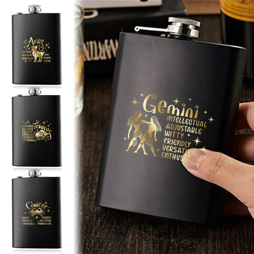 

Metal Wine Pot Portable Pocket Alcohol Bottle Stainless Steel Flask Wine Pot Isometric Threaded Cup Mouth Leakproof Star Pattern