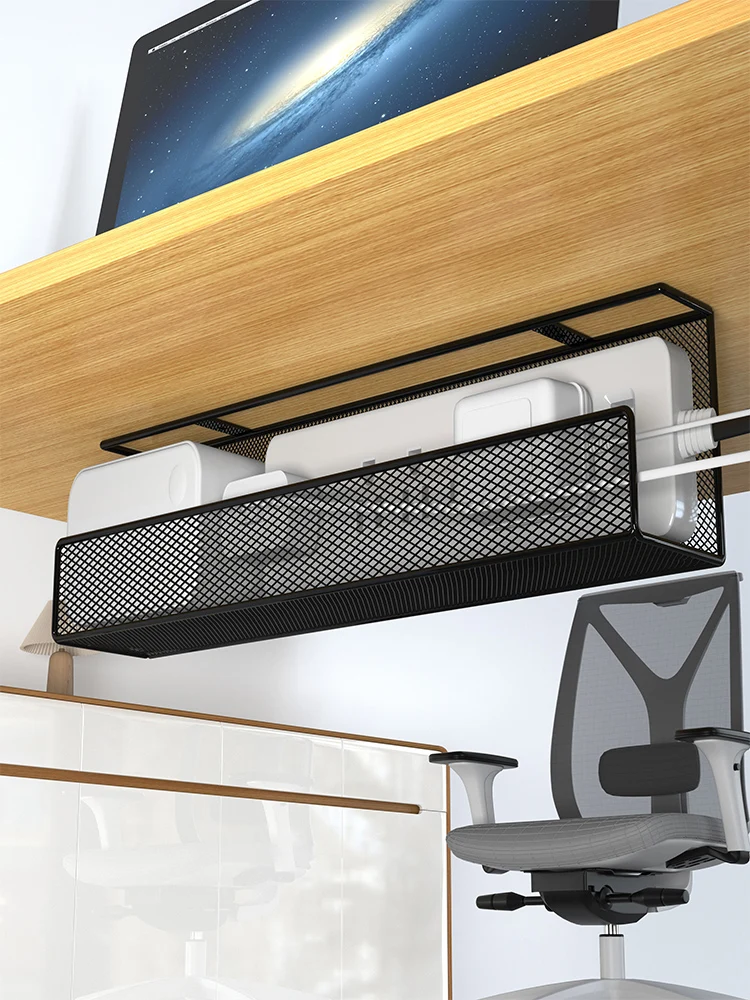 

under Desk Cable Organizer Box Computer Table Wire Storage Holder No Drilling Required Cable Tidy up Fixed Bracket