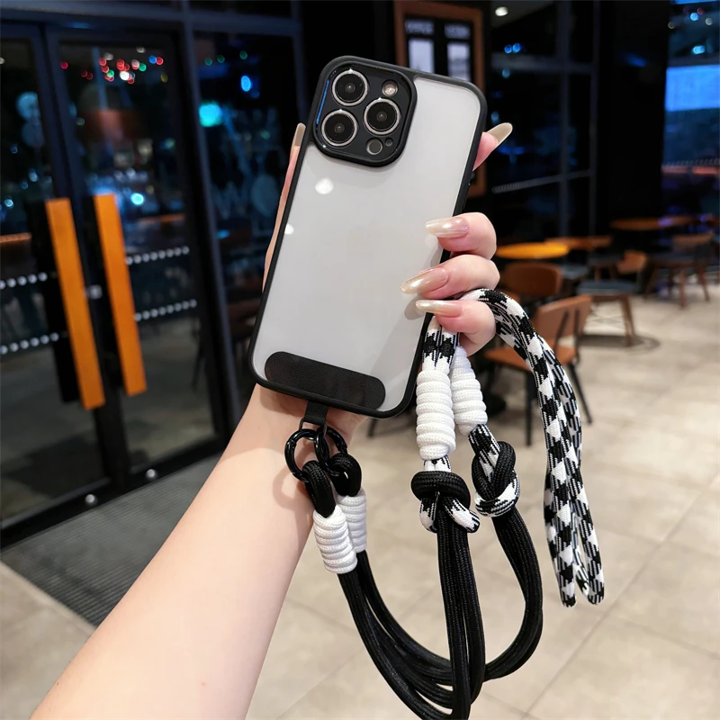 เคสสำหรับ Vivo S30Pro mini S20 S19 S18 S17 S15 S12 S10E X200 X80 Lite FE Pro แบบปรับได้ 2IN1 สายคล้องคอ อะคริลิคใส