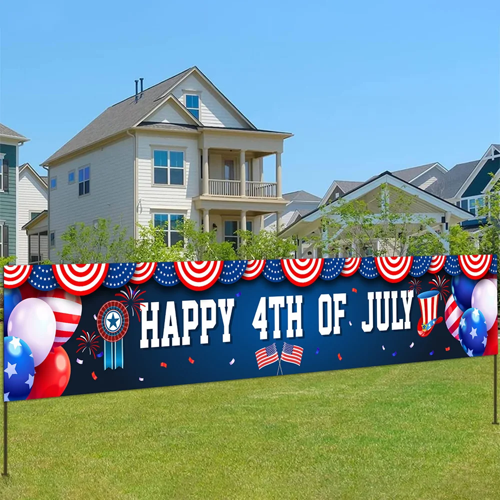 Bendera dekorasi 4th Juli bendera spanduk jahit ganda ringan bendera untuk Hari Veteran hari peringatan