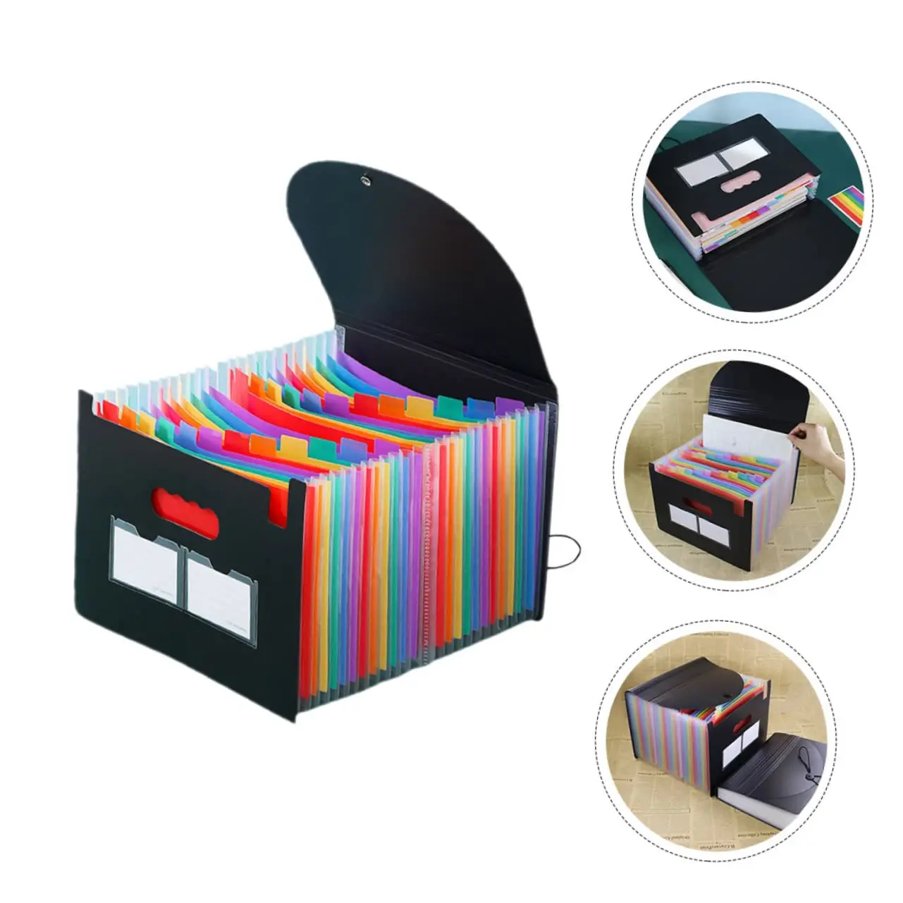 

PIKAPIKA File Rack A4 25 Pocket Color File Box Large Capacity Expandable Folding File Storage Box Divider Storage Box Organizer