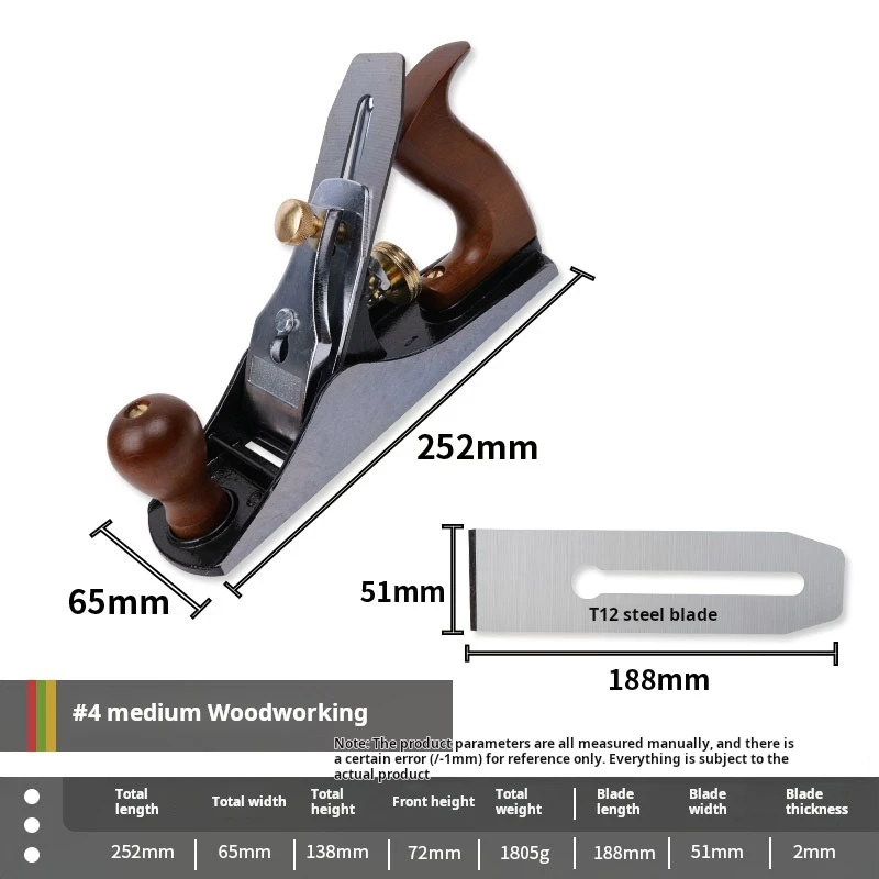 Steel Manual Woodworking Planer European Flat Bottom Planer Carpenter Trimming Chamfering Planer Diy Hand Tool Length 252mm