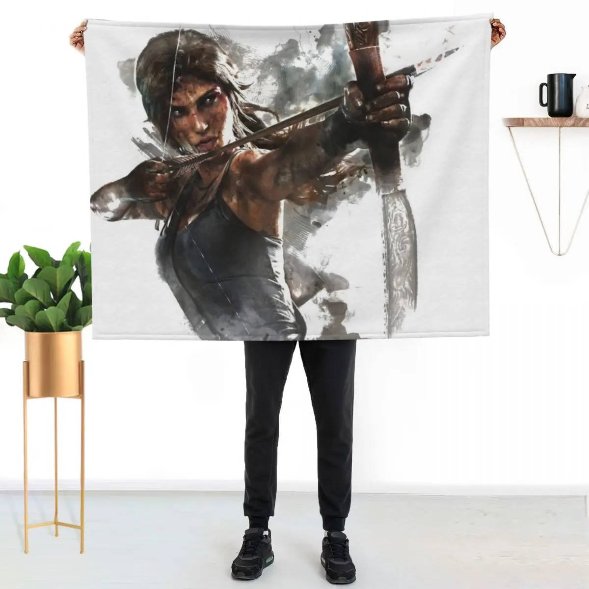 Tomb Raider Painting Throw Blanket Cozy Light Blanket for Travel Camping Picnic