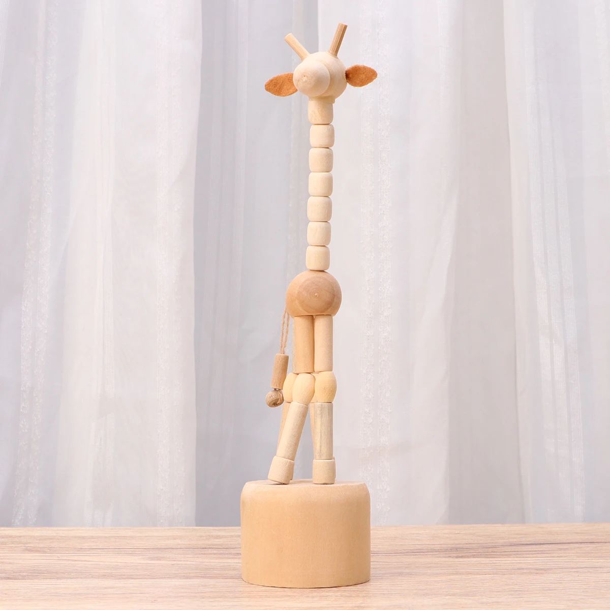 2Pcs Wooden Animal Giraffe Dinosaur DIY Painting Craft Set Educational Children Art Project with Pigment Pen Desktop Ornament