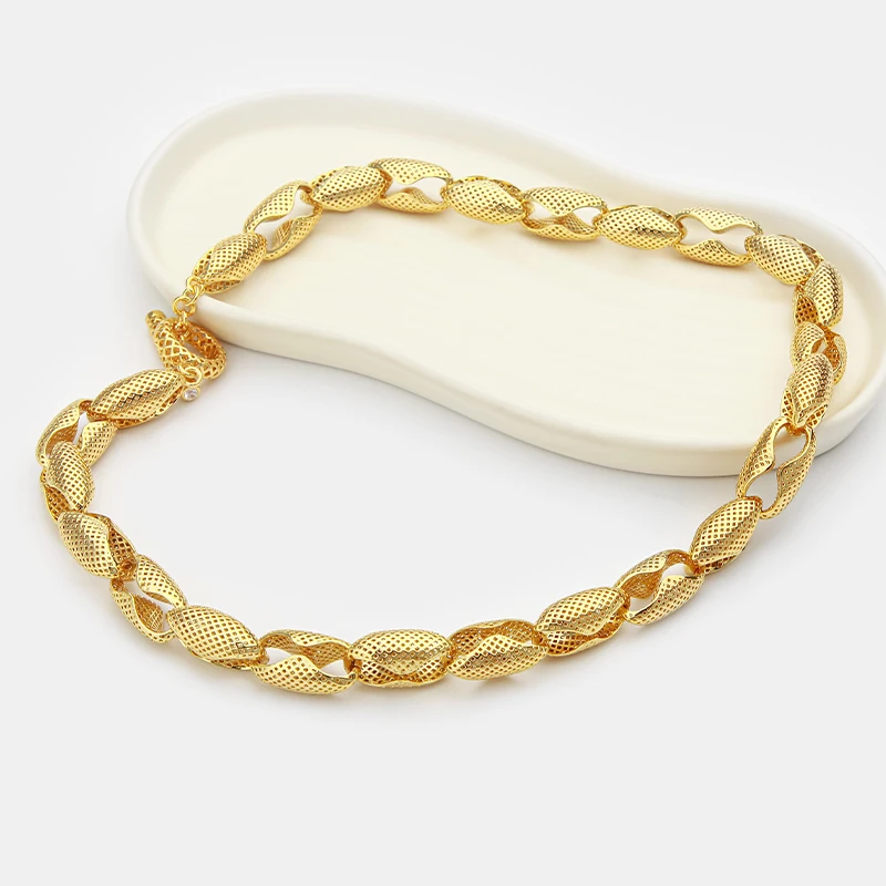 IVOG Vintage Mesh Oval Link Choker Necklace for Women Brass Toggle Clasp Neck Chain Daily Party Jewelry Gift ﻿
