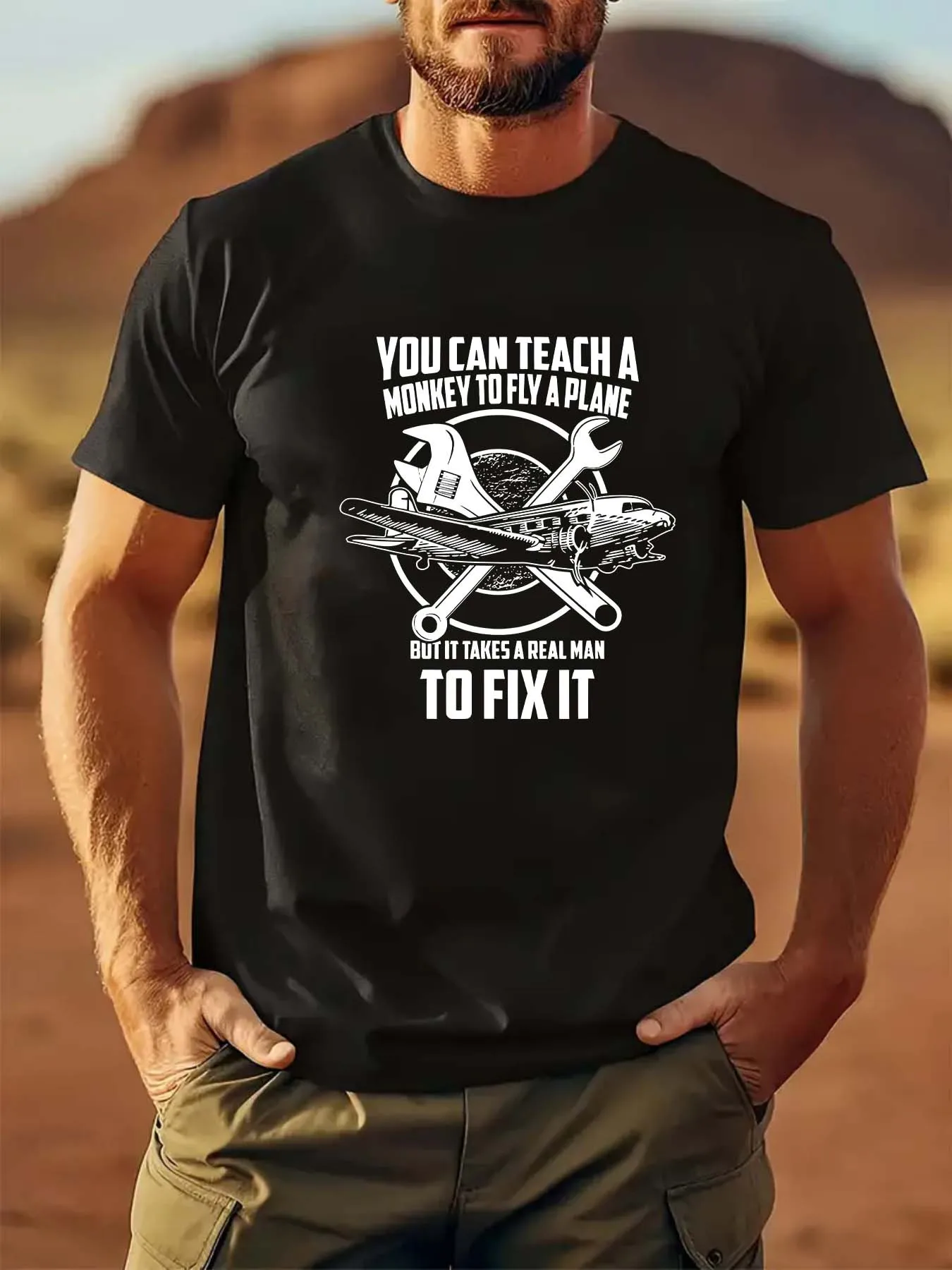 

Inspirational Mechanic Aircraft and Text Design T-Shirt 100% Cotton O-Neck Short Sleeve Summer Casual Mens T-shirt Streetwear