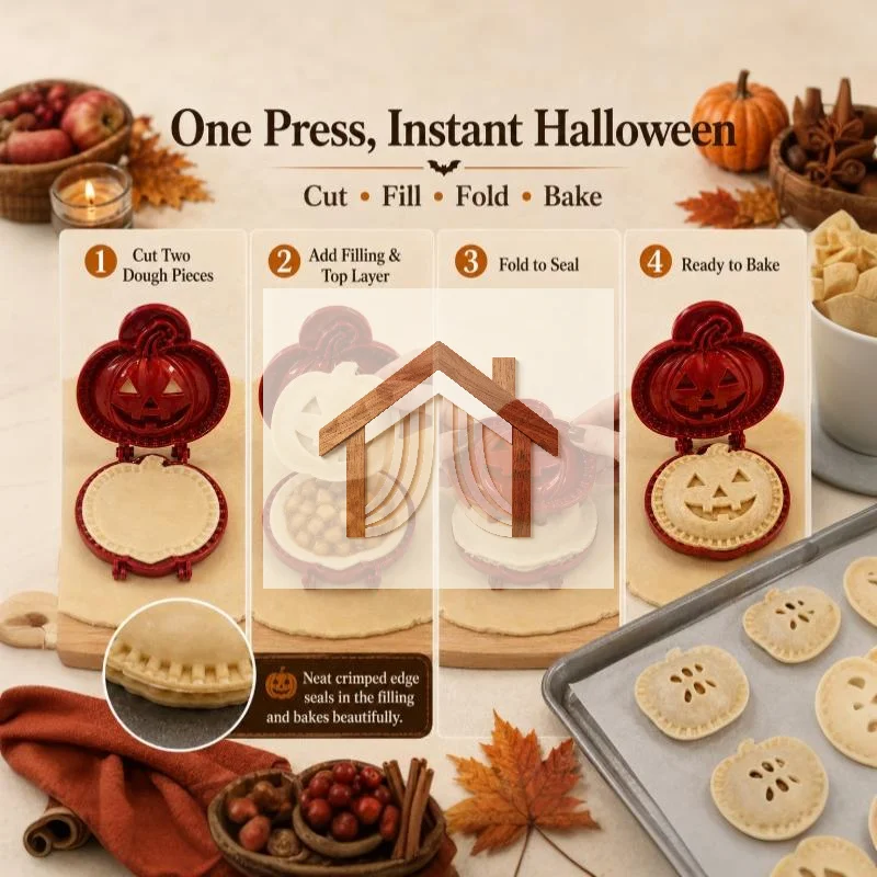 Halloween Mini Hand Pie Molds Easy Operate Dough Press Cutter Safe Baking Tools for Kids Family Baking Activity