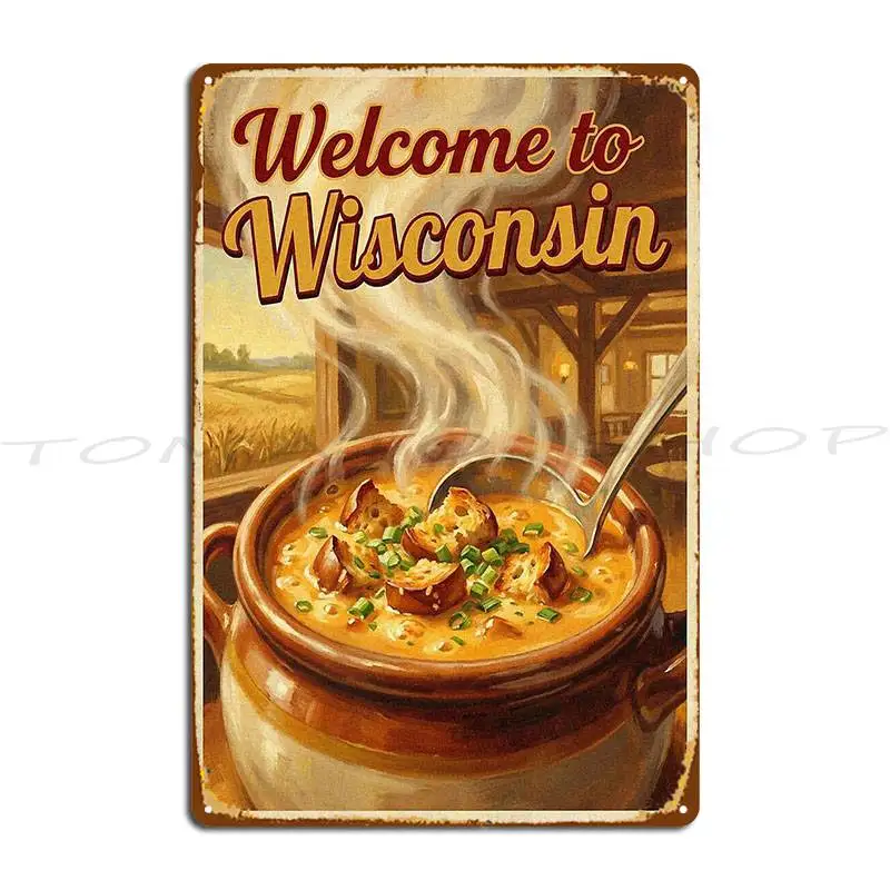 Vintage Beer Cheese Soup Comfort Food Metal Sign Club Pub Create Party Plates Customized Tin Sign Poster