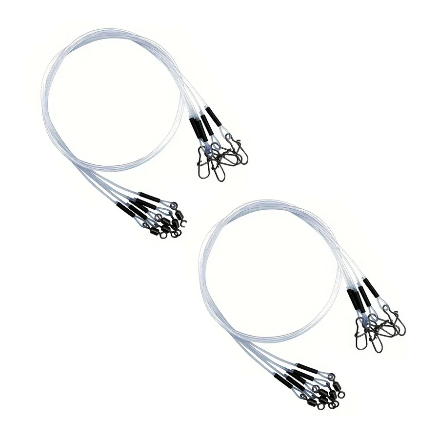 10pcs 100% Fluorocarbon Fishing Line Fishing Rod Fluorocarbon Line With Rolling Swivel And Quick Lock Pressure Test 7-18kg