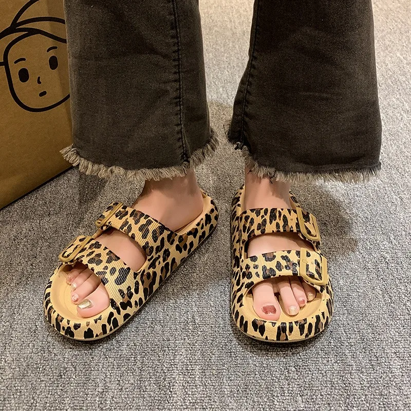 

Women's Slippers Fashion Leopard Designer Slippers Summer Vacation Open Toed Beach Slippers for Women Fashion Casual Sandalias