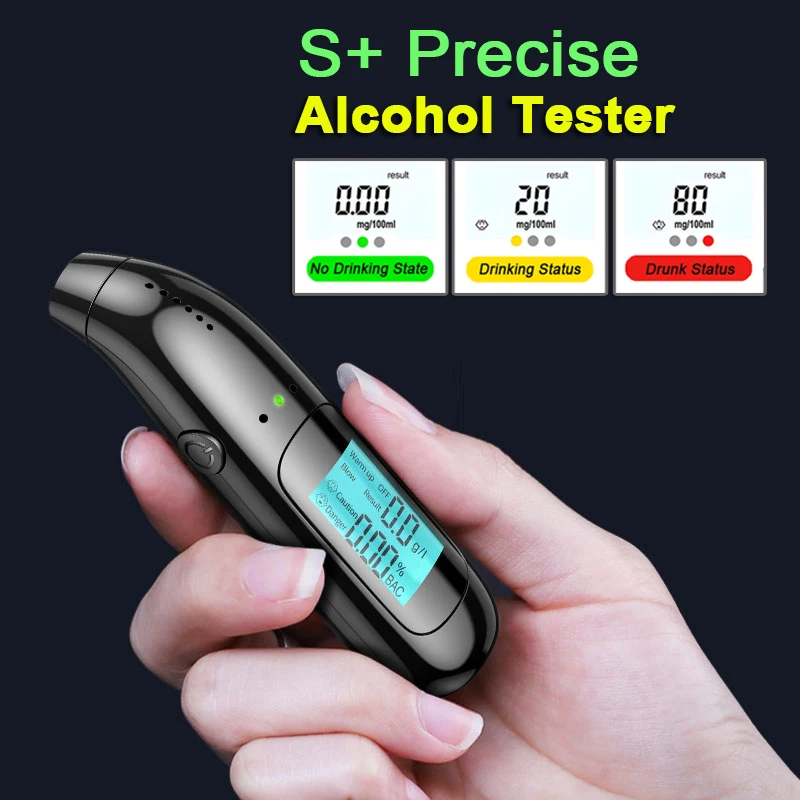 LCD Display Digital Alcohol Tester Professional Alcohol Detector Breath Rechargeable Breathalyzer Alcotester Drunk Driving Test