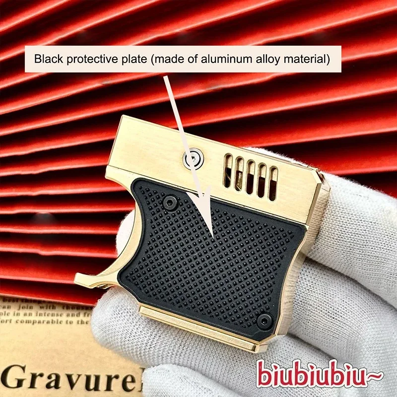 New Design Rare Brass Creative Kerosene Lighter Insurance Catapult Semi Automatic Gun Retro Personalized Gift