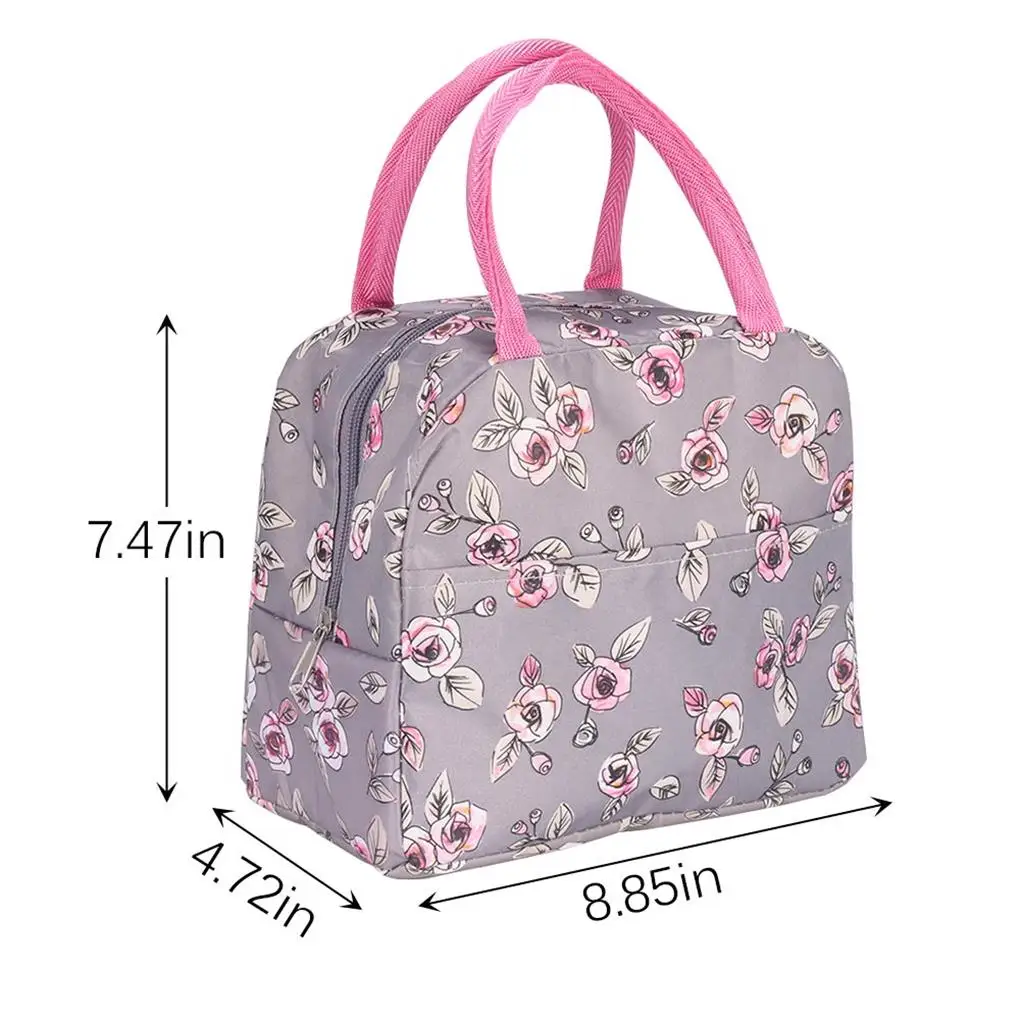 Lunch Bag Rose Pattern Office School Food Storage Bags Carrying Pouches