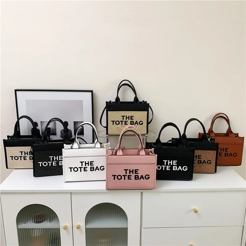 Foreign Female Style Simple Tote Bag 2024 New Pu Straw Fashion Handbag Crossbody Bags for Women