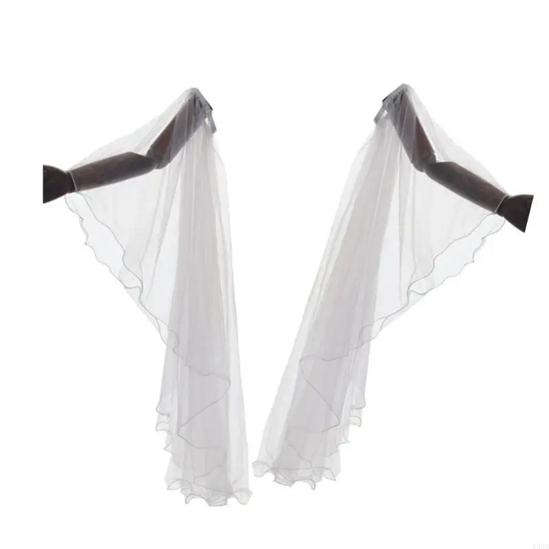 Y88A Victorian Tulle Tulle Gloves Halloween Renaissances คอสเพลย์ชุดผ้าชีฟองที่ถอดออกได้