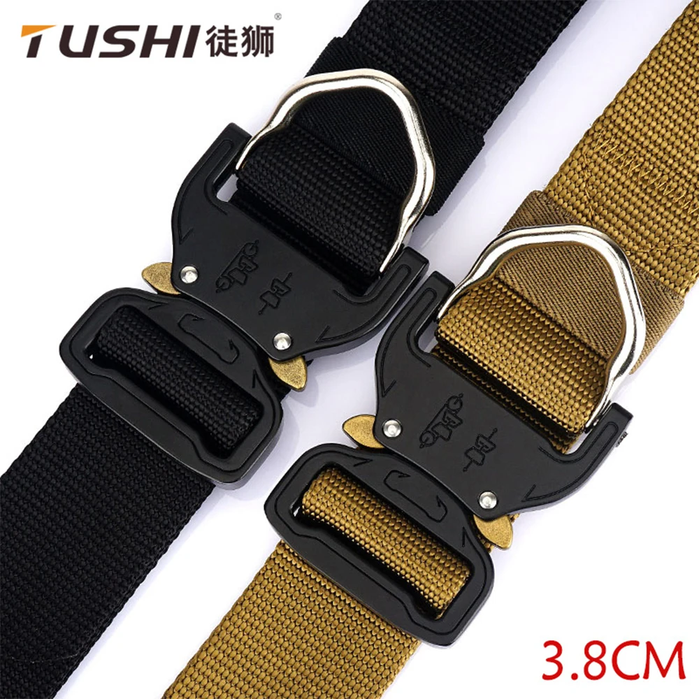 

TUSHI Genuine 1.5 inch tactical belt quick release outdoor military belt soft real nylon sports accessories men and women belt