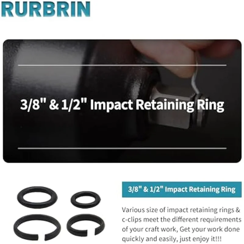 ALIM-10 Sets Of 1/2 Inch & 3/8 Inch Impact Wrench Retainer Rings With O-Ring,Compatible With Electric Wrench/Pneumatic Wrench