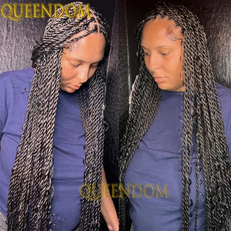 

Crochet Synthetic Bohemian Braids Wig 32 Inch Knotless Distressed Senegalese Twist Braid Wig Faux Locs Full Lace Box Braided Wig