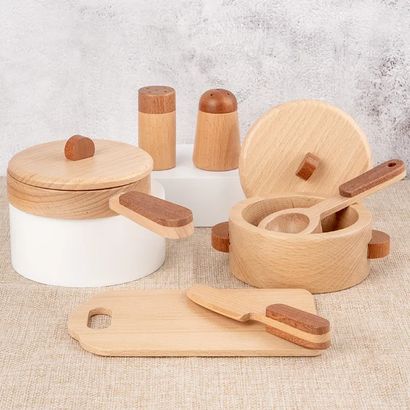 Children's Natural Wood Color Preschool Toys Fruits And Vegetables Simulation Play House Kitchenware Cognitive Wooden Toys