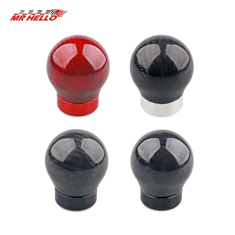 JDM Style Universal Sphere Carbon Fiber Manual Gear Shift Knob With 3 Adapter for Most Car Decorations Classic