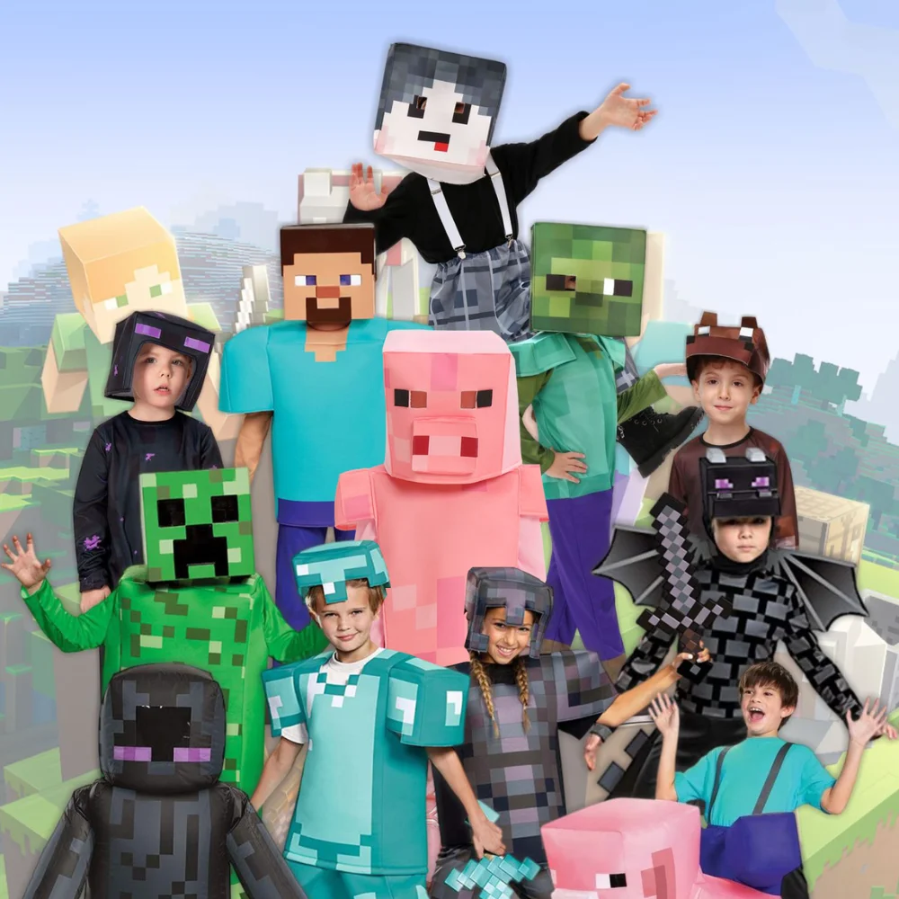 

Kids Games My World Cosplay Halloween Costumes Diamond Armor Series Jumpsuit with Mask for Girls Boys Party Carnival Wear