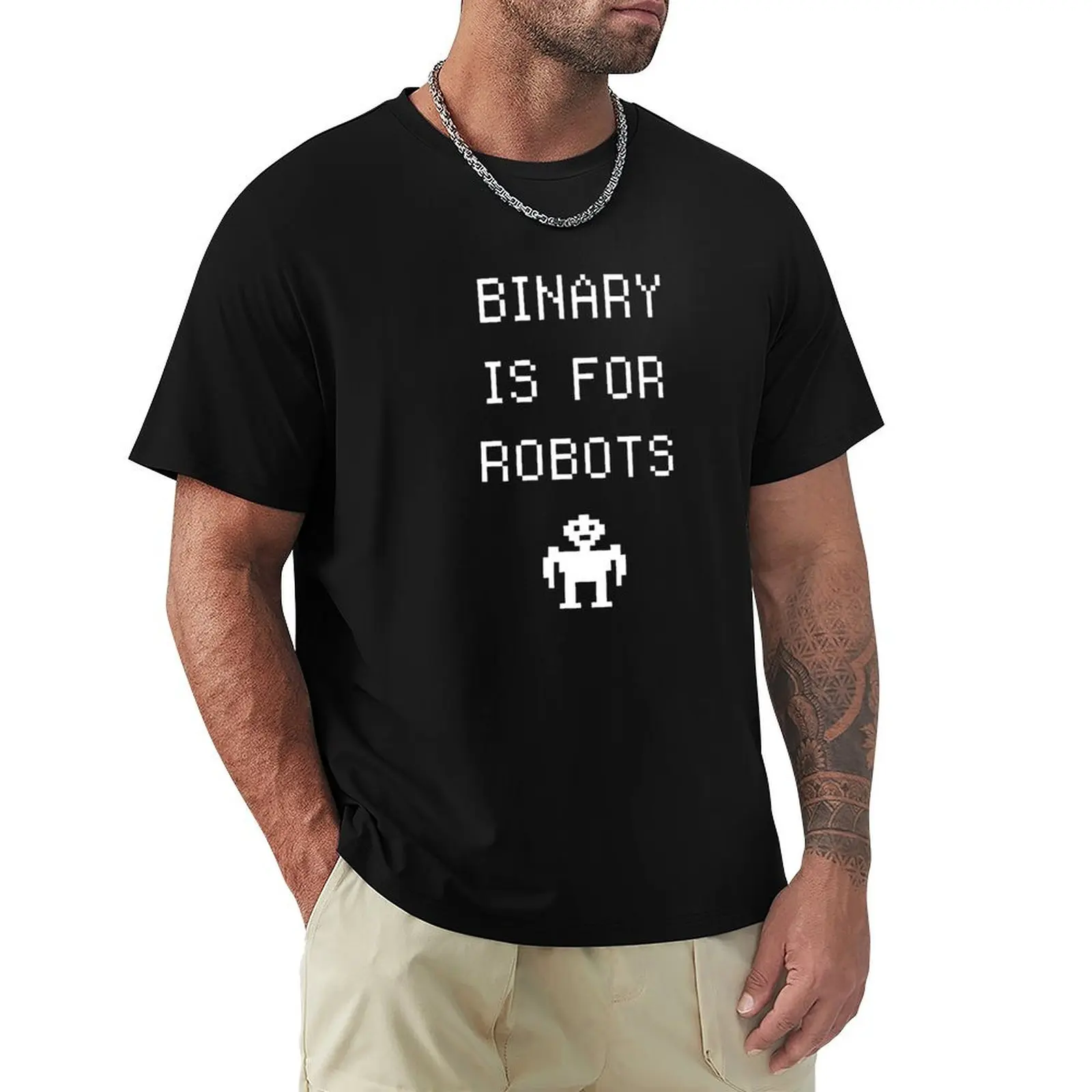 Binary Is For Robots Funny Non-Binary Gender Identity T-Shirt Work Wear Breathable Tee