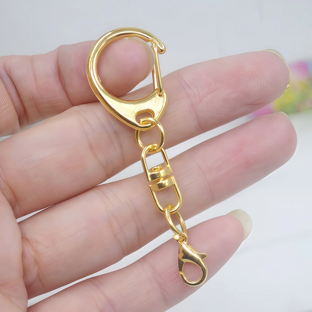 5/10 Stück D-Schnapphaken Schlüsselanhänger Ringe Drehverschluss Schlüsselring mit Karabinerverschlüssen für DIY-Anhänger Schlüsselanhänger-Bastelzubehör – Detail 6