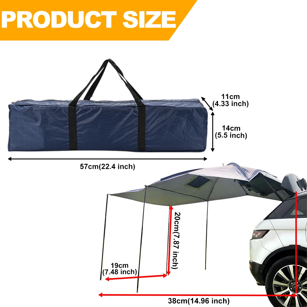 Multi-Functional Portable Trailer Tent Roof Top Car Shelter, Ultra-Light Awning Anti-Sun and Rainproof Pergola for Outdoor