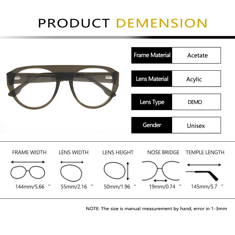 Vintage Acetate Eyeglasses Frame Men Women Pilot Spectacles Prescription Myopia Optical Glasses Spring Hinge Eyewear Oculus