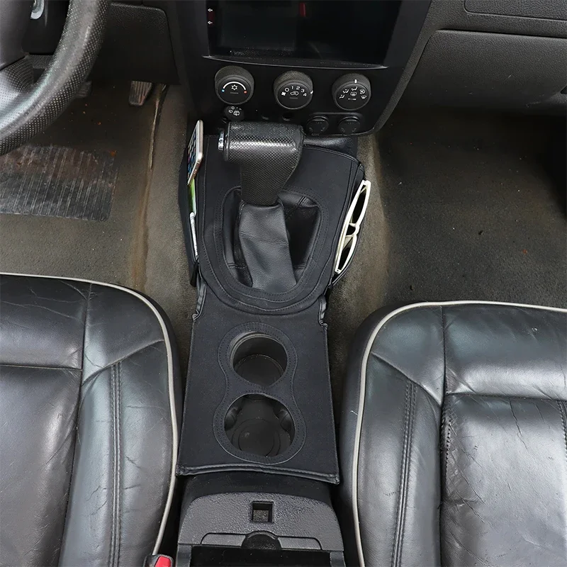

High-solid Sheepskin Leather Black Car Center Console Protective Cover Trim Interior Car Accessories For Hummer H3 2005-2009
