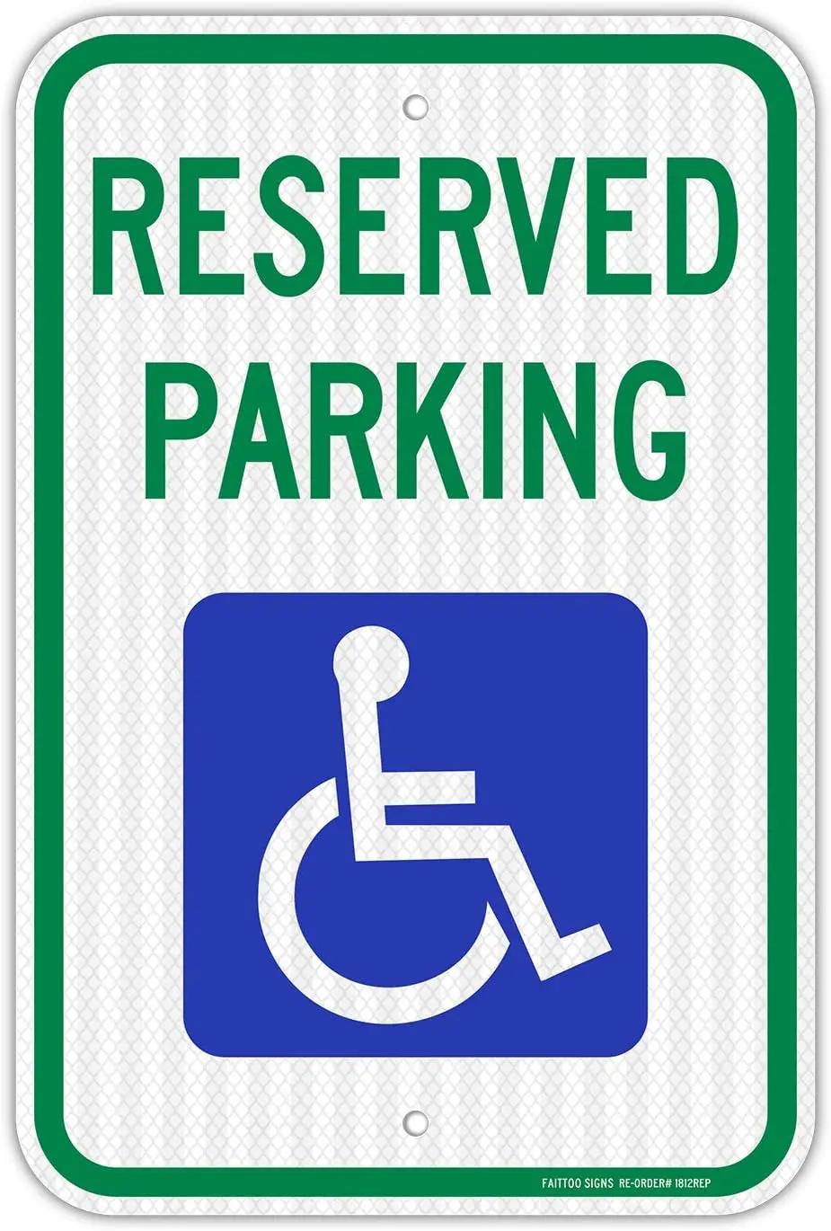 

Reserved Parking Sign, Handicap Parking with Wheelchair Symbol, 18x12 Inches Reflective Aluminum, Weatherproof, Rustproof, Easy