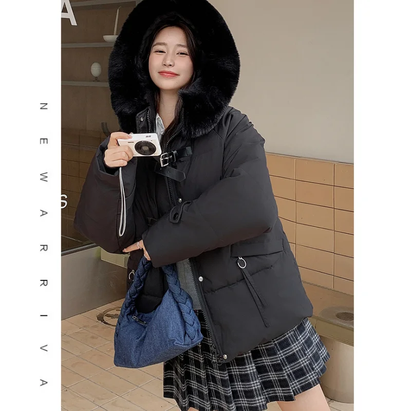 Black Down Jacket Women Coat Hooded Fashion American Streetwear Y2K Style Duck Down Feather Female Winter Pink Short Outwear