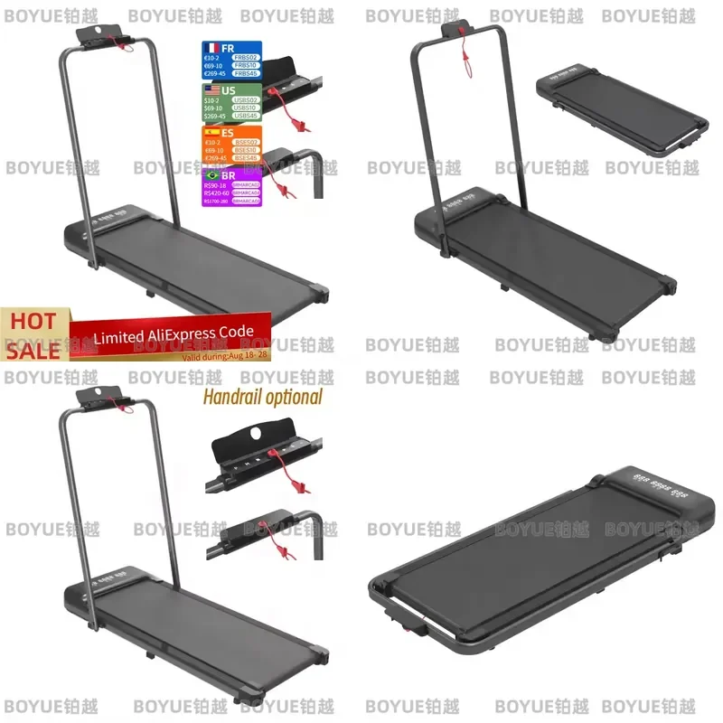 2 in 1 Folding Treadmill Electric Walking Pad LED Display Home Gym Fitness Equipment Compact Running Machine No Handle